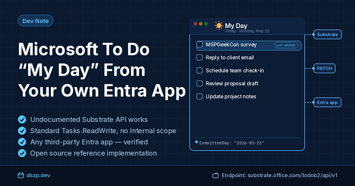 Setting 'My Day' in Microsoft To Do from your own Entra app